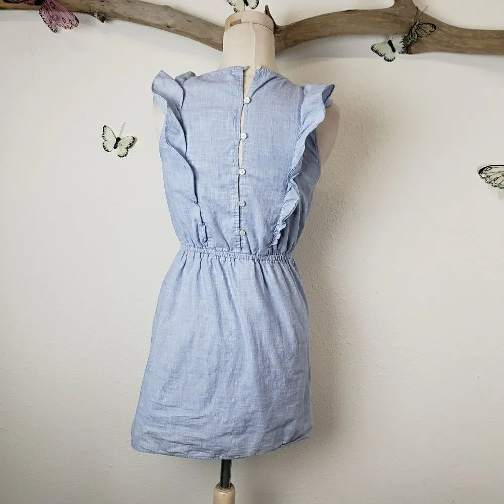 Madewell bellflower ruffle dress craft blue size 0 - Picture 2 of 8